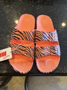 Freedom Moses Zebra Animal Print Coral Slide Sandals Size W-10-10.5, M-8-8.5.NWT - Picture 1 of 2
