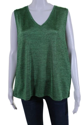 Blusa sin mangas Drew para mujer pulóver cuello en V verde negra talla grande Foto 1 de 4