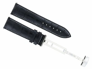 18MM LEATHER WATCH STRAP BAND FOR KENNETH COLE WATCH + DEPLOYMENT CLASP BLACK - Picture 1 of 6