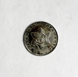 1852 Three Cent Silver Almost Uncirculated Original toning - Picture 1 of 2