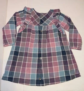RuffleButts Girl Size 5 Plaid Long Sleeve Ruffled Dress Ruffle Butts EUC - Picture 1 of 6