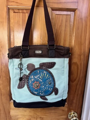 Bolso Bandolera Chala Sea Turtle Bolso de Cuero Vegano Cartera Verde azulado Informal Playa Foto 1 de 4
