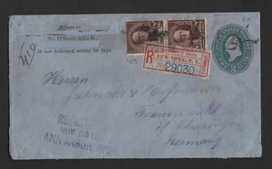 US TO GERMANY 1896 REGISTERED COVER NEW YORK SC. #FX-BY1a II EXCHANGE LABEL - Picture 1 of 2