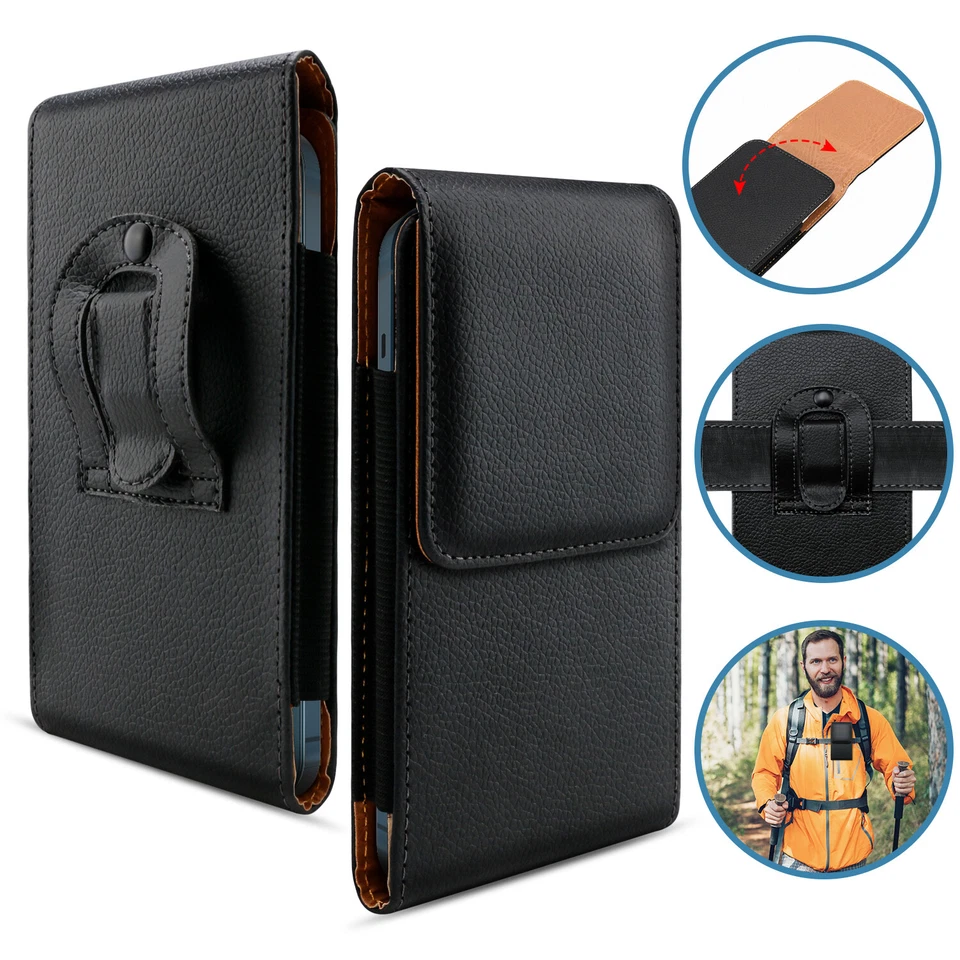 Cell Phone Holster Pouch Leather Wallet Belt Clip Loop Case For Samsung S23 S22 - Image 1 of 4