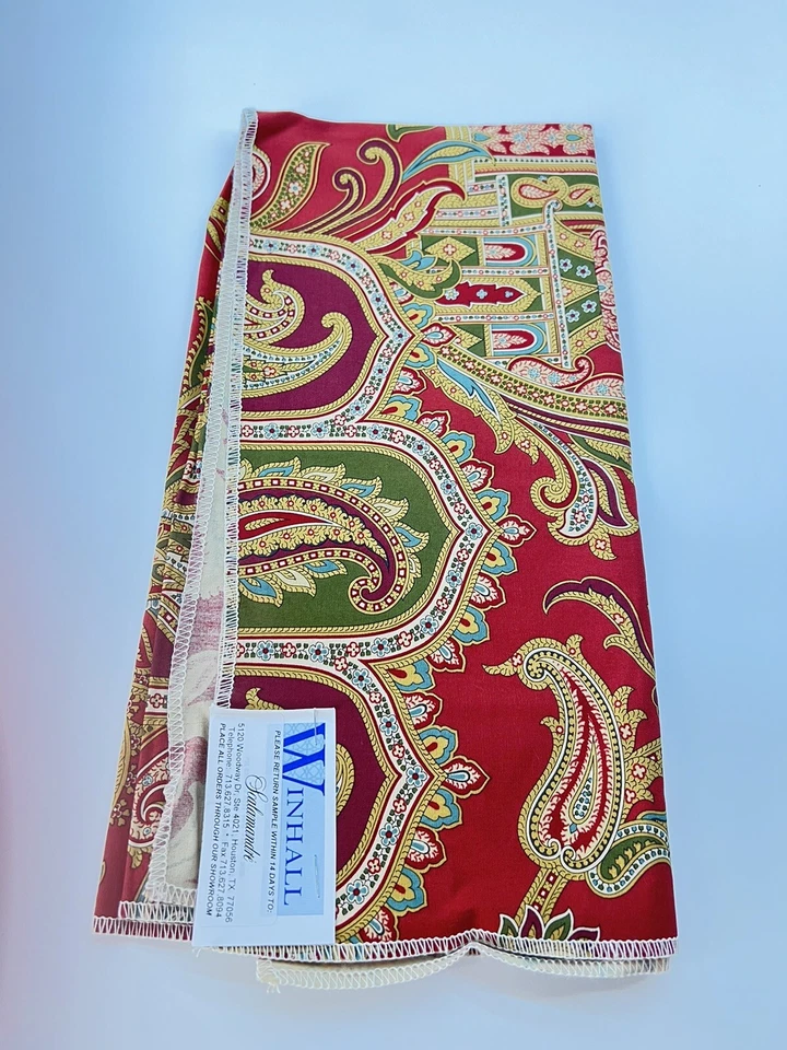 1 pieces- Scalamandre fabrics-  PAGOLA PAISLEY -23" by 27"  - Color Red - Image 1 of 3