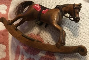 Vintage Miniature Wooden Rocking Horse 3”x 4.50”/ Artist Made - Picture 1 of 6