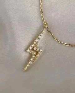 Women's Beauty Pendant Lab Created Diamond 2Ct Round Cut 14K Yellow Gold Plated - Picture 1 of 3