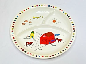 Plato dividido para niños de colección Anacapa Melamina Ware ABC granja/animales de 123 - Imagen 1 de 5