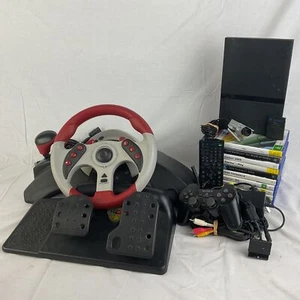 Sony PlayStation 2 Slimline Console TESTED + Mad Catz 2 Wheel (C4) CP#8683 - Picture 1 of 15