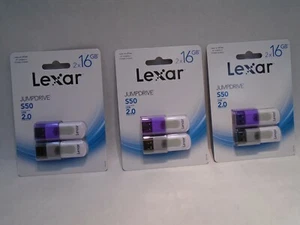 LOT OF SIX NEW IN PKG LEXAR 16GB S60 USB FLASH DRIVES USB 2.0 JUMPDRIVE STICKS - Picture 1 of 2