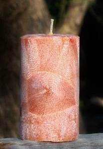 200hr UNSCENTED Tangerine Orange Colour Vegetable Wax Cotton Wick PILLAR CANDLE - Picture 1 of 23