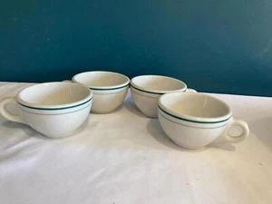 Vintage Syracuse China Green Stripe Restaurant set of 4 Mugs Ceramic Diner Cups  - Picture 1 of 5