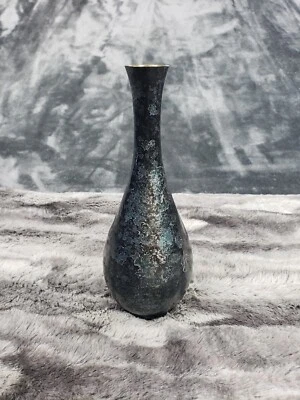 Bud Vase Black Seafoam Metal Portable Home Decoration Free Standing 9" - Image 1 of 4