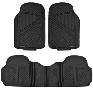 Motor Trend FlexTough 3pc Rubber Floor Mats - Thick Heavy Duty All Weather Black - Bild 1 von 10