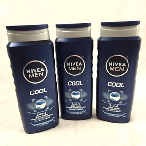 Lot of 3 Nivea Men Cool 3-In-1 Body Wash With Icy Menthol 16.9 Fl Oz - Picture 1 of 5