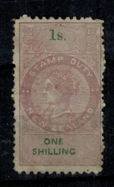 New Zealand 1886 Queen Victoria Stamp Duty 1s with 1874 Manuscript Cancel - Image 1 of 1