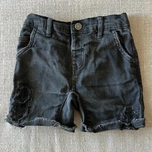 Cotton On Kids Boys Black Denim Jean Distressed Shorts Size 4 - Picture 1 of 9