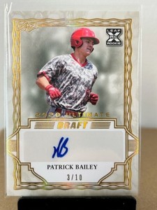 2020 Leaf Ultimate Draft PATRICK BAILEY RC Gold Autograph #'d 3/10 SF Giants