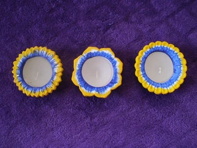 Blumen Kerzenhalter, Teelichthalter mit Teelicht 3er set - Bild 1 von 3