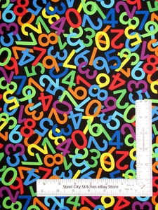 Numbers Toss Black 0 to 9 School Fabric C8579 Cotton Timeless Treasures Yard - Picture 1 of 1