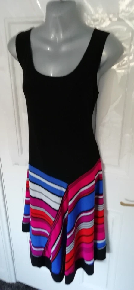 Coco Bianco Size M Black Blue Pink Red Lagenlook Stretchy Asymmetrical Dress - Image 1 of 4