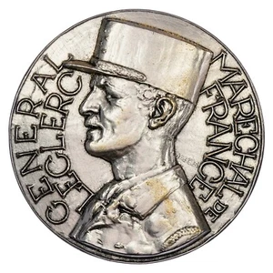 France médaille Général Leclerc Maréchal de France par De Jaeger bronze argenté - Picture 1 of 5