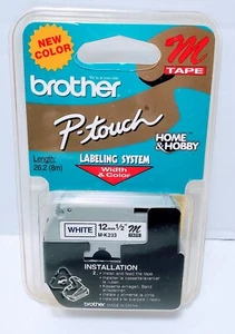 Brother P-Touch M Tape Blue Ink on White Tape MK-233 1/2" New Sealed 12mm Japan - Picture 1 of 3