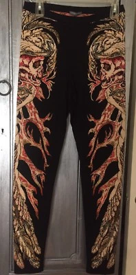 RARE Alexander McQueen 2010 Skull Jacquard Wool/Silk Knit Leggings Size L - Image 1 of 4