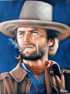 The Outlaw Josey Wales, Eastwood di Argo, dimensioni 18x24, olio su velluto nero - Foto 1 di 9