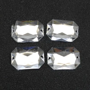 50 Clear Flatback Acrylic Big Sewing Rhinestone Rectangle Sew On Beads 18X25mm - Picture 1 of 4
