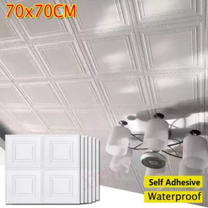 50x Tile Brick Ceiling Panel Wall Stickers Self Adhesive 3D Foam Wallpaper Stick - Picture 1 of 53
