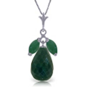 9.3 CTW 14K Solid White gold fine Wonder Lately Emerald Necklace 16-24" - Picture 1 of 6