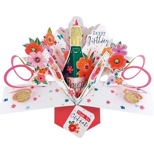 Birthday Card 3D Pop Up Card Prosecco Female Mum Wife Sister Daughter Gift Card - Picture 1 of 3
