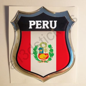 Sticker Peru Emblem 3D Resin Domed Gel Peru Flag Vinyl Decal Car Laptop - Picture 1 of 1