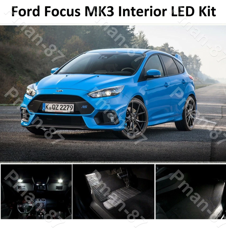 DELUXE for FORD FOCUS MK3 INTERIOR LED UPGRADE KIT SET WHITE XENON BULB LIGHTS - Image 1 of 1