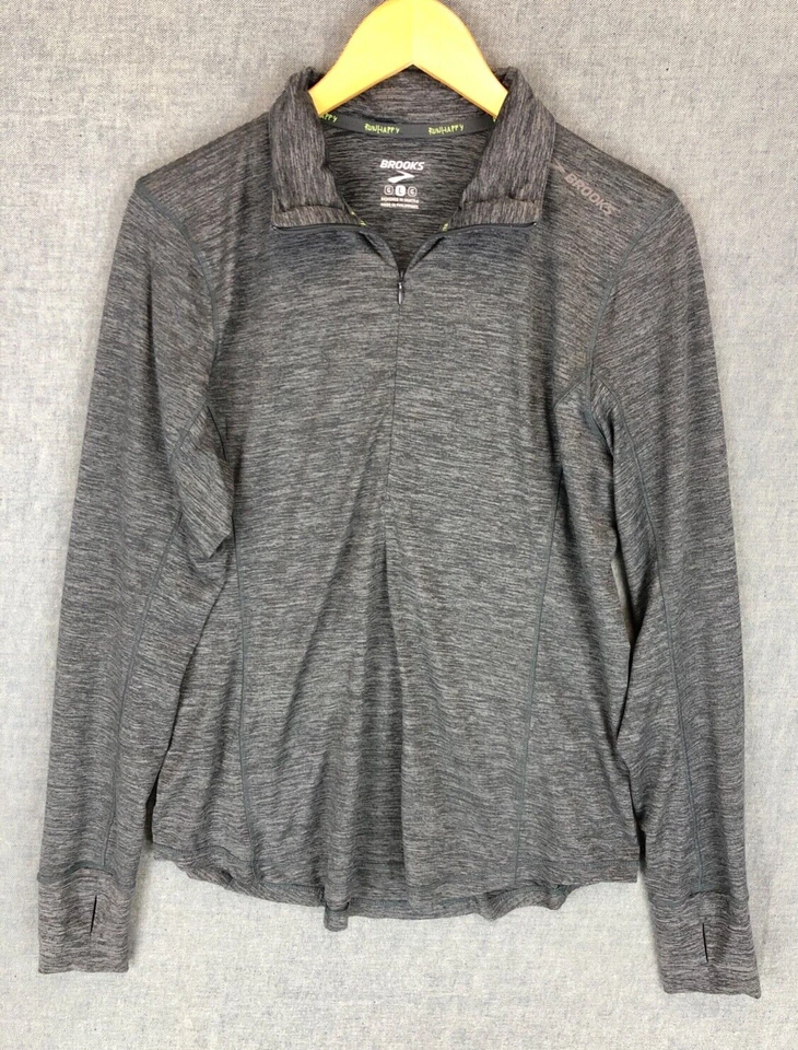 Brooks Run Happy 1/4 Cremallera Para Mujer L Grande Pull Over Manga Larga Bolsillo con Agujero para el Pulgar Foto 1 de 4