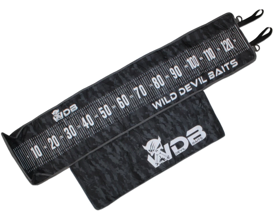 ANGEL-BERGER Wild Devil Baits Camo Measure Mat 130cm Abhakmatte mit Maßband Predatory Fish
