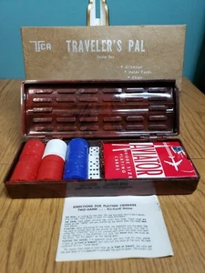 Vintage Traveler's Pal Game Box: Cribbage, Cards, Chips, Dices with Instructions - Picture 1 of 11