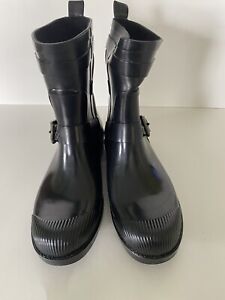 Coach Lester Boots Black Women's Size 6 Rubber Rain Used But In Excellent Cond