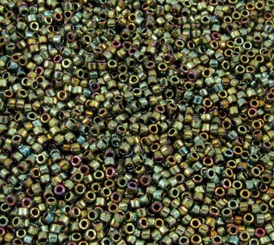 DB0024 11/0 Miyuki Metallic Olive Green Iris Delica Seed Beads, 5 Grams Tube - Image 1 of 2