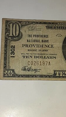 Small-Size $10 Notes, National Bank Notes, Series  1929, Type II Providence NOTE - Image 1 of 4