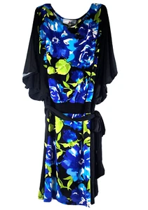 NWT Avenue Studio Dress Plus Size 18-20 Floral Midi Black Blue Green - Picture 1 of 14