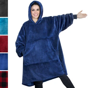 CÓMODA SUDADERA CON CAPUCHA Manta portátil con mangas con capucha bolsillo grande sherpa - Imagen 1 de 82