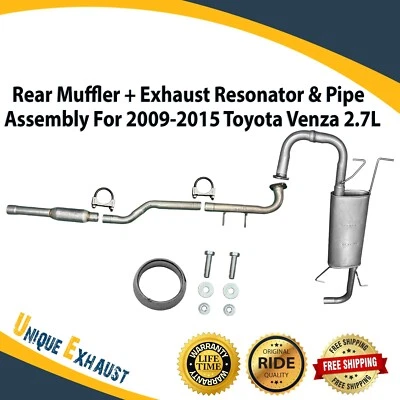 Rear Muffler + Exhaust Resonator & Pipe Assembly For 2009-2015 Toyota Venza 2.7L - Image 1 of 4