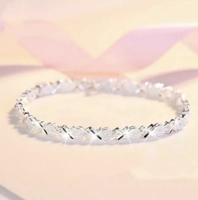 Armband Silber 925 Damenarmband Frauenarmband Kreis/Kreuz Design Modeschmuck  - Bild 1 von 4