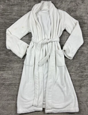 Халат женский Pottery Barn белый один размер карманы с длинным рукавом подпоясанный - Изображение 1 из 4