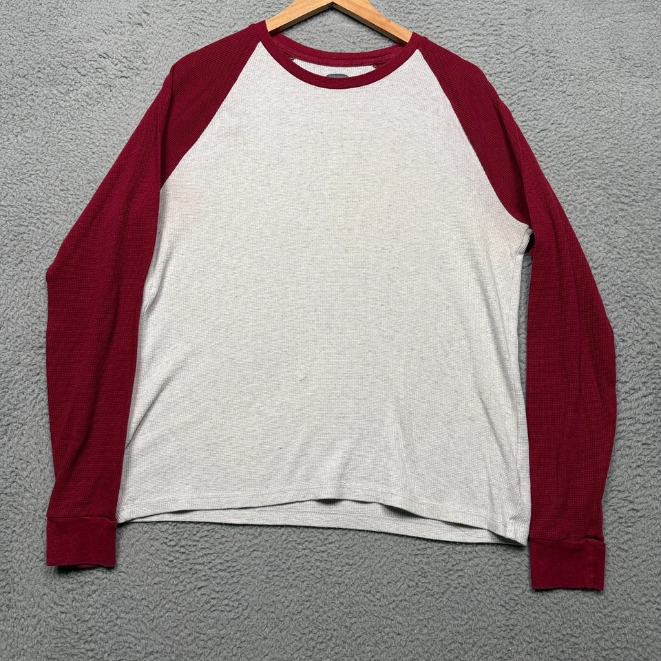 Camisa Térmica Antigua Azul Marino Para Hombres XL Blanca Roja Bloque de Color Tejido Waffle Manga Raglán Foto 1 de 4