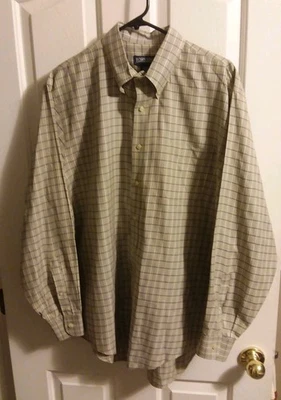 Camisa Lands' End para hombre 16 1/2-34 abotonada L/S gris, cuadros rojos  Foto 1 de 4