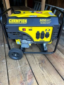 Generator - Champion 6250W/5000W Portable Generator, Gas Powered, Recoil  Start  - Picture 1 of 5