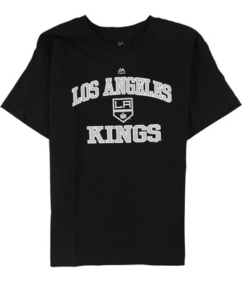 Majestic 男孩洛杉矶国王队图案 T 恤,黑色,大孩子 (8-20),L — 第 1/2 张图片